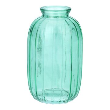 Glasflaska SILVINA, räfflad, turkos-klar, 12cm, Ø7cm