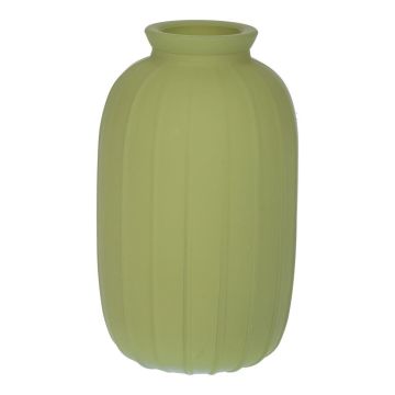 Glasflaska SILVINA, räfflad, olivgrön-mat, 12cm, Ø7cm