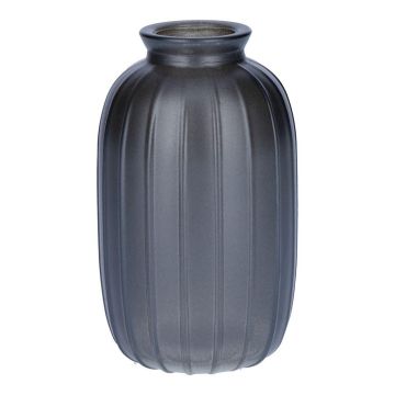 Flaska SILVINA i glas, räfflad, gråmetallic, 12cm, Ø7cm Flaska SILVINA i glas, räfflad, gråmetallic, 12cm, Ø7cm