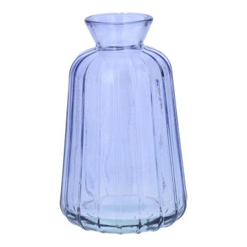Dekorflaska TATIANA i glas med räfflor, lila-klar, 11cm, Ø6,5cm