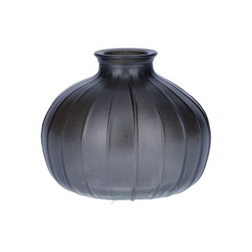 Blomvas ALFHARD, glas med räfflor, gråmetallic, 8,5cm, Ø10,5cm