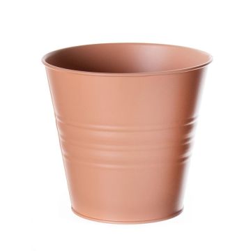 Rund blomkruka MICOLATO med räfflor, zink, terrakotta, 12cm, Ø13,5cm