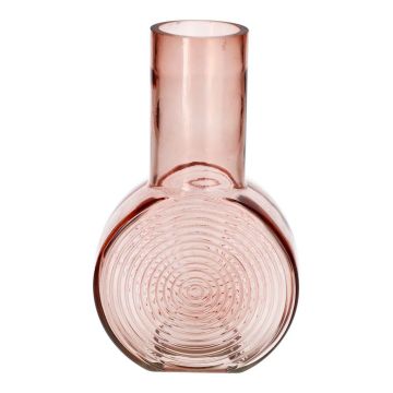 Rund vas ORESTINO i glas, rosa-klar, 14x7,5x22,5cm