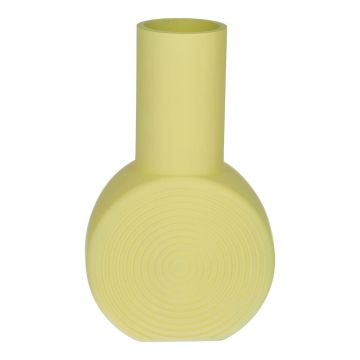 Rund vas ORESTINO i glas, gul-mat, 14x7,5x22,5cm