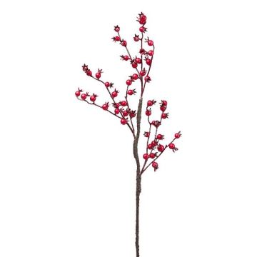 Konstgjord gren potatisros FRULKA med nypon, röd, 60cm