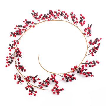 Konstgjord pyracantha-girland GASIRA med bär, röd-vinröd, 180cm