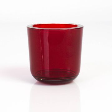 Värmeljushållare NICK av glas, röd-transparent, 8cm, Ø8cm