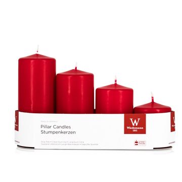 Adventskrans med blockljus JENARO, 4 st, i olika storlekar, röd, 6cm, 8cm, 10cm, 12cm, Ø5cm - Tillverkad i Tyskland Adventskrans med blockljus JENARO, 4 st, i olika storlekar, röd, 6cm, 8cm, 10cm, 12cm, Ø5cm - Tillverkad i Tyskland