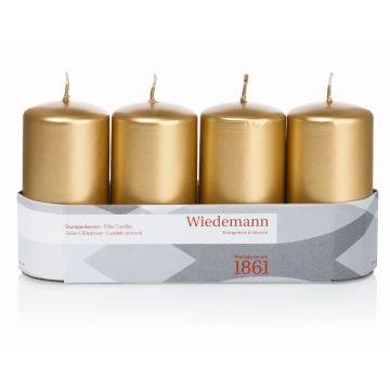Adventskrans med blockljus JENARO, 4 st, guld, 10cm, Ø5cm, 23 timmar - Tillverkad i Tyskland Adventskrans med blockljus JENARO, 4 st, guld, 10cm, Ø5cm, 23 timmar - Tillverkad i Tyskland