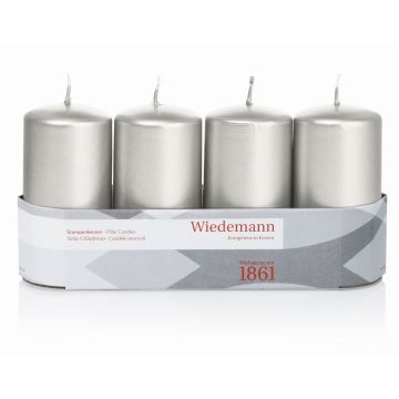 Adventskrans med blockljus JENARO, 4 st, silver, 10cm, Ø5cm, 23 timmar - Tillverkad i Tyskland Adventskrans med blockljus JENARO, 4 st, silver, 10cm, Ø5cm, 23 timmar - Tillverkad i Tyskland