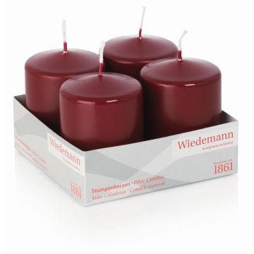 Adventskrans med blockljus JENARO, 4 st, bordeaux, 8cm, Ø6cm, 29 timmar - Tillverkad i Tyskland Adventskrans med blockljus JENARO, 4 st, bordeaux, 8cm, Ø6cm, 29 timmar - Tillverkad i Tyskland