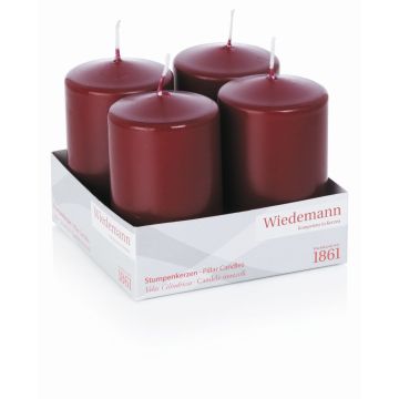 Adventskrans med blockljus JENARO, 4 stycken, bordeaux, 10cm, Ø6cm, 33h - Tillverkad i Tyskland Adventskrans med blockljus JENARO, 4 stycken, bordeaux, 10cm, Ø6cm, 33h - Tillverkad i Tyskland