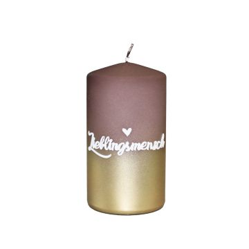 Stearinljus med text JARDENA, Favoritperson, brun-guld, 13cm, Ø7cm, 52 timmar