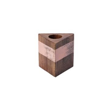 Triangulär ljusstake i trä KARLINA för stavljus upp till ca Ø2,5cm, natur-lax, 6x6x6cm Triangulär ljusstake i trä KARLINA för stavljus upp till ca Ø2,5cm, natur-lax, 6x6x6cm