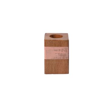 Rektangulär ljusstake i trä KARLINA för stavljus upp till ca Ø2,5cm, natur-lax, 4x4x6cm Rektangulär ljusstake i trä KARLINA för stavljus upp till ca Ø2,5cm, natur-lax, 4x4x6cm
