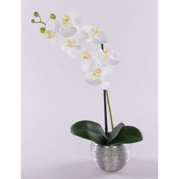 Konstgjord orkidé Phalaenopsis EMILIA, dekorativ kruka, vit, 45cm