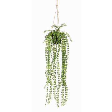 Konstgjord klätterfikon, hängande blomkruka PANJA i dekorativ kruka, grön, 60cm