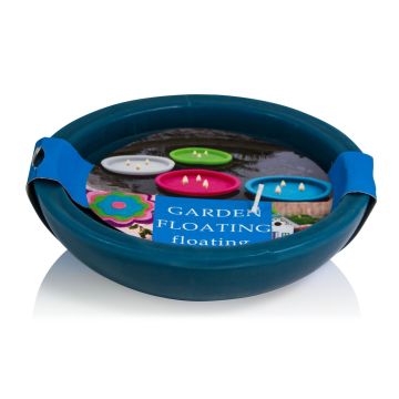 Utomhus-flytljus NEREA, 3 vekar, azurblåt, 4,5cm, Ø15,8cm, 5,5h Utomhus-flytljus NEREA, 3 vekar, azurblåt, 4,5cm, Ø15,8cm, 5,5h