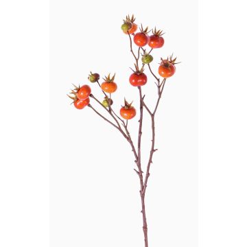 Konstgjord potatisrosgren GERDA med nypon, orange, 65cm