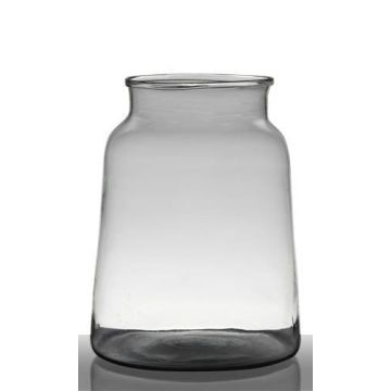 Ljuslykta i glas QUINN EARTH, återvunnen, klargrön, 30cm, Ø23cm