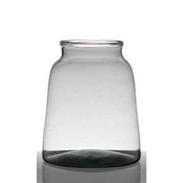 Ljuslykta i glas QUINN EARTH, återvunnen, klargrön, 23cm, Ø19cm
