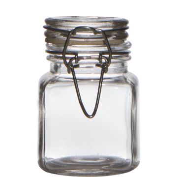 Konservglas POPPY med hänglås, klart, 7,5cm, Ø5cm