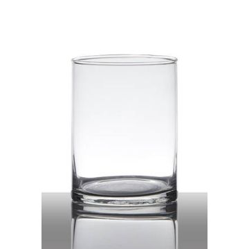 Ljusstake i glas, cylindrisk, SANYA EARTH, transparen, 15cm, Ø12cm