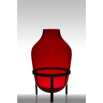 Blomvas i glas med stativ CAMILO, röd, 50cm, Ø29cm