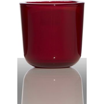 Te-ljushållare NICK i glas, röd, 7,5cm, Ø7,5cm