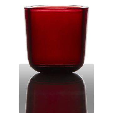 Te-ljushållare NICK i glas, mörkröd, 7,5cm, Ø7,5cm