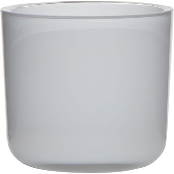 Ljusstake NICK i glas, vit, 13cm, Ø14cm