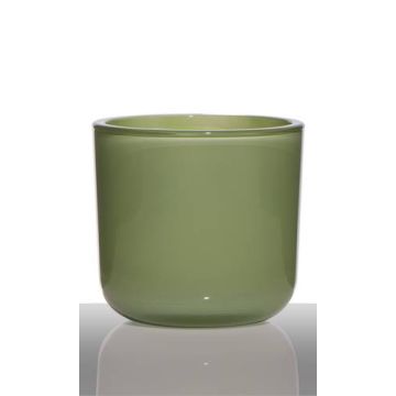 Ljusstake NICK i glas, gräsgrön, 13cm, Ø14cm