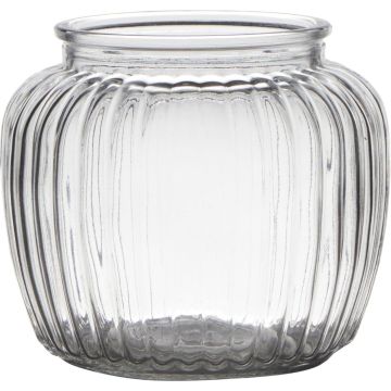 Votivglas NOLAN, längsgående ränder, transparent, 13cm, Ø15cm
