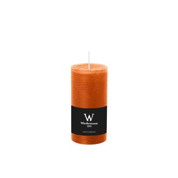 Stumpvaxljus AURORA, orange, 12cm, Ø5,8cm, 42 timmar - Tillverkat i Tyskland