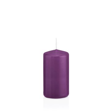 Stumpvaxljus MAEVA, violett, 12cm, Ø6cm, 40 timmar - Tillverkad i Tyskland