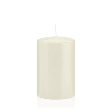 Stumpvaxljus MAEVA, elfenben, 15cm, Ø10cm, 113 timmar - Tillverkad i Tyskland