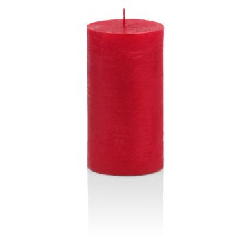 Julstearinljus MATHILDA, rubinröd, 10cm, Ø6,8cm, 45 timmar - Tillverkad i Tyskland