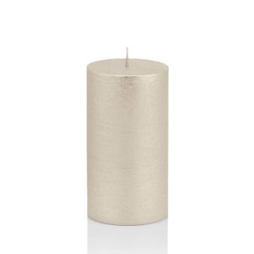 Julstearinljus MATHILDA, silver, 12cm, Ø5,8cm, 45 timmar - Tillverkad i Tyskland