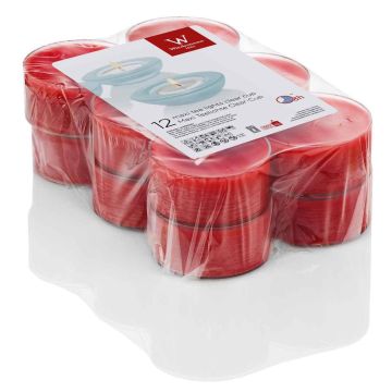 Maxi-te-ljus KENNY, 12 st, rubinr&ouml;d, 2,1cm, &Oslash;5,6cm, 8 timmar