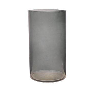 Glasvas, cylindrisk, SANYA EARTH, mörkgrå-klar, 30cm, Ø16cm