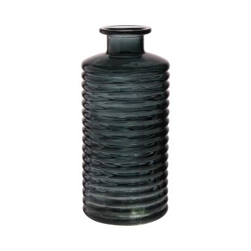 Dekorflaska i glas STUART med räfflor, skogsgrön-klar, 31cm, Ø14,5cm