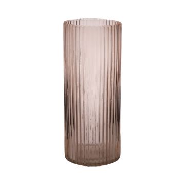 Modern glasvas SORCHA med räfflor, blekrosa-klar, 30cm, Ø12,5cm