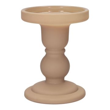 Ljusstake för blockljus KLEOFINA i glas, med fot, mat beige, 11cm, Ø8,5cm Ljusstake för blockljus KLEOFINA i glas, med fot, mat beige, 11cm, Ø8,5cm