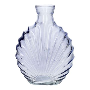 Platt glasflaska RACHELLE i musselutseende, lavendel-klar, 12,8x5,6x16,8cm Platt glasflaska RACHELLE i musselutseende, lavendel-klar, 12,8x5,6x16,8cm