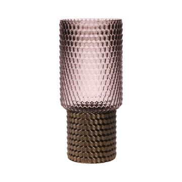 Glasvas MARICHU med struktur, guld-rosa-klar, 27cm, Ø12cm Glasvas MARICHU med struktur, guld-rosa-klar, 27cm, Ø12cm