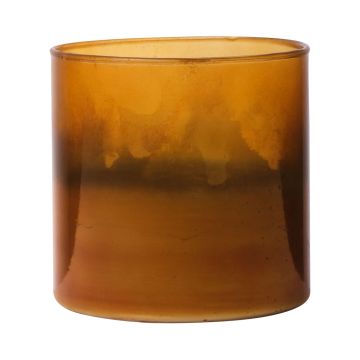 Maxi-te-ljusglas RIGOBERTO, guldbotten, orange-brun-klar, 10cm, Ø10cm