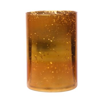 Glasbordvas RIGOBERTO, guld i mitten, orange-brun-klar, 15cm, Ø10cm