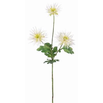 Konstgjord krysantemumkvist SOLVIE, vit-gul, 75cm, Ø11-12cm