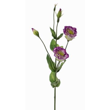 Konstgjord lisianthus JUDIKA, violett-vit-grön, 70cm, Ø6-7cm