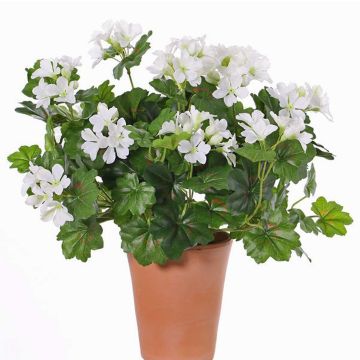 Konstgjord pelargon BERENIKE på stickpinne, crossdoor, vit, 40cm, Ø5-8cm